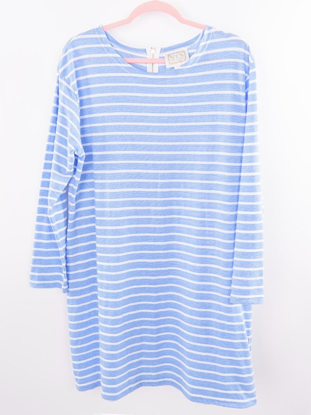 Sail to Sable STS Blue White Stripe Shift Dress Coastal Grandmother Chic Size XL